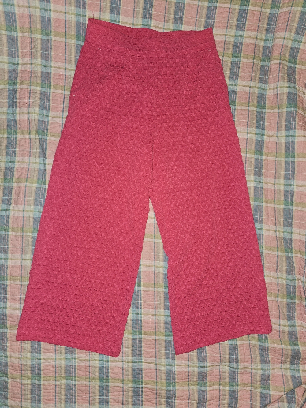 Umgee Pink Textured Wide-Leg High-Waisted Pants